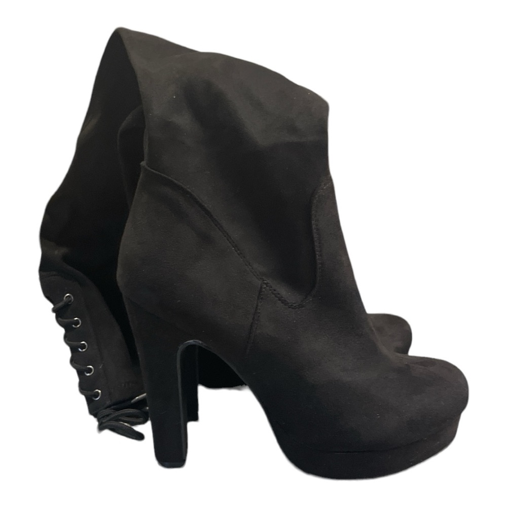 Torrid Wide Calf Black Knee High Platform Boots, Womens Size 8 1/2